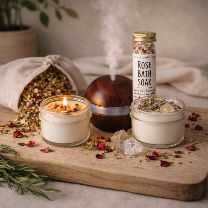 Evening Ritual Structure — Botanical Bath & Candle Wind-Down Bundle - Zhoras333 US