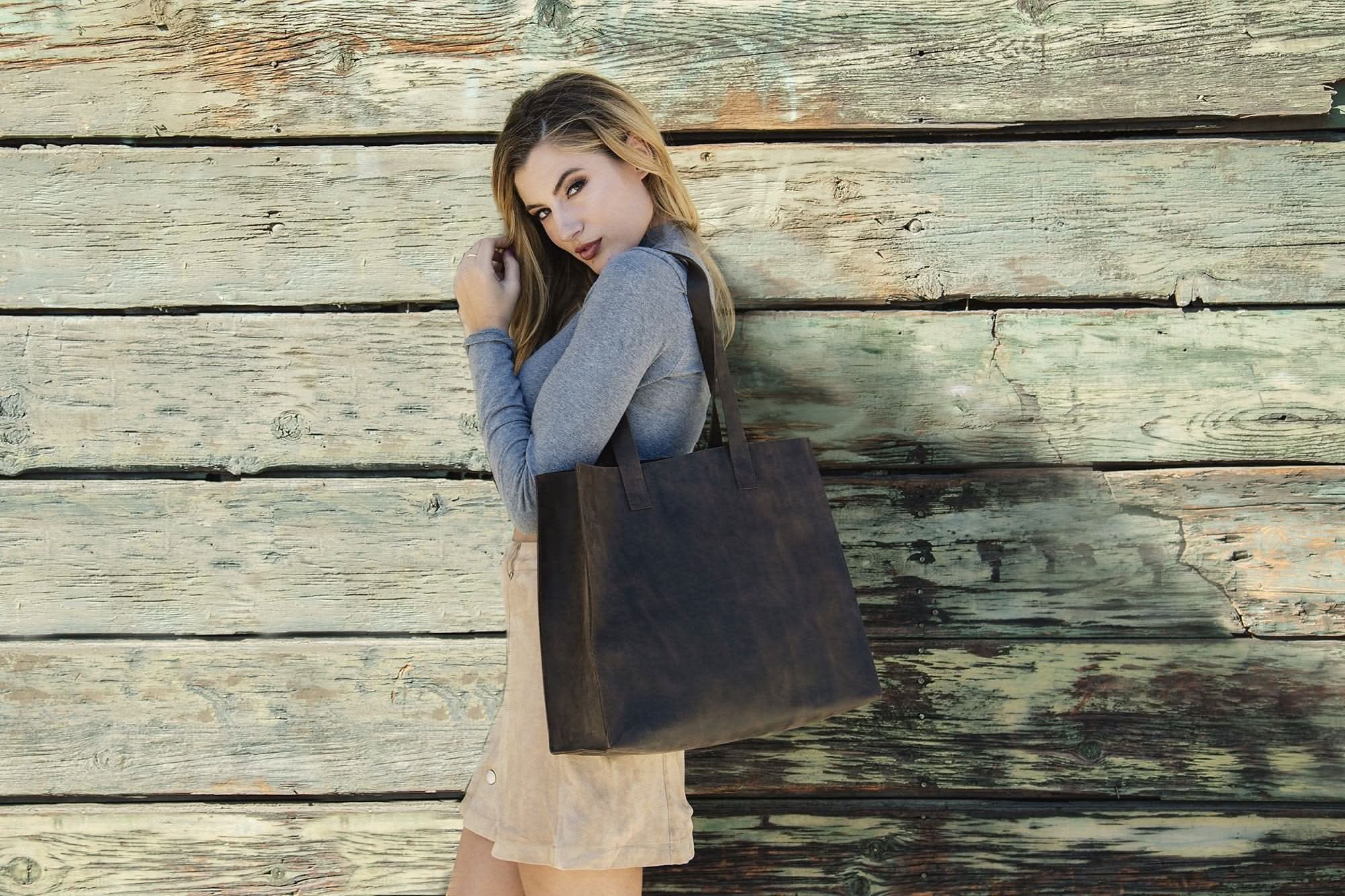 Heritage Raw - Edge Leather Tote - Zhoras333 US