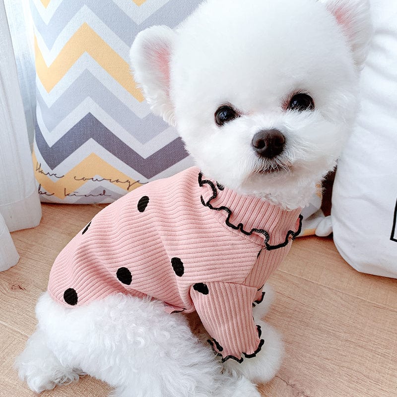 SnuggleDots Ruffle Turtleneck Dog Shirt - Zhoras333 US