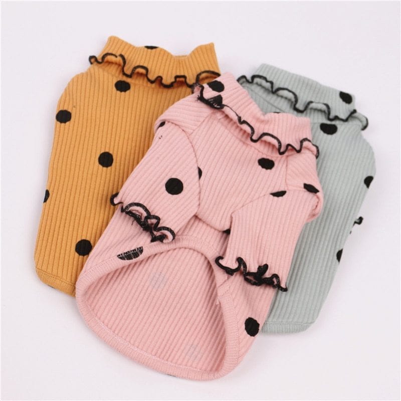 SnuggleDots Ruffle Turtleneck Dog Shirt - Zhoras333 US
