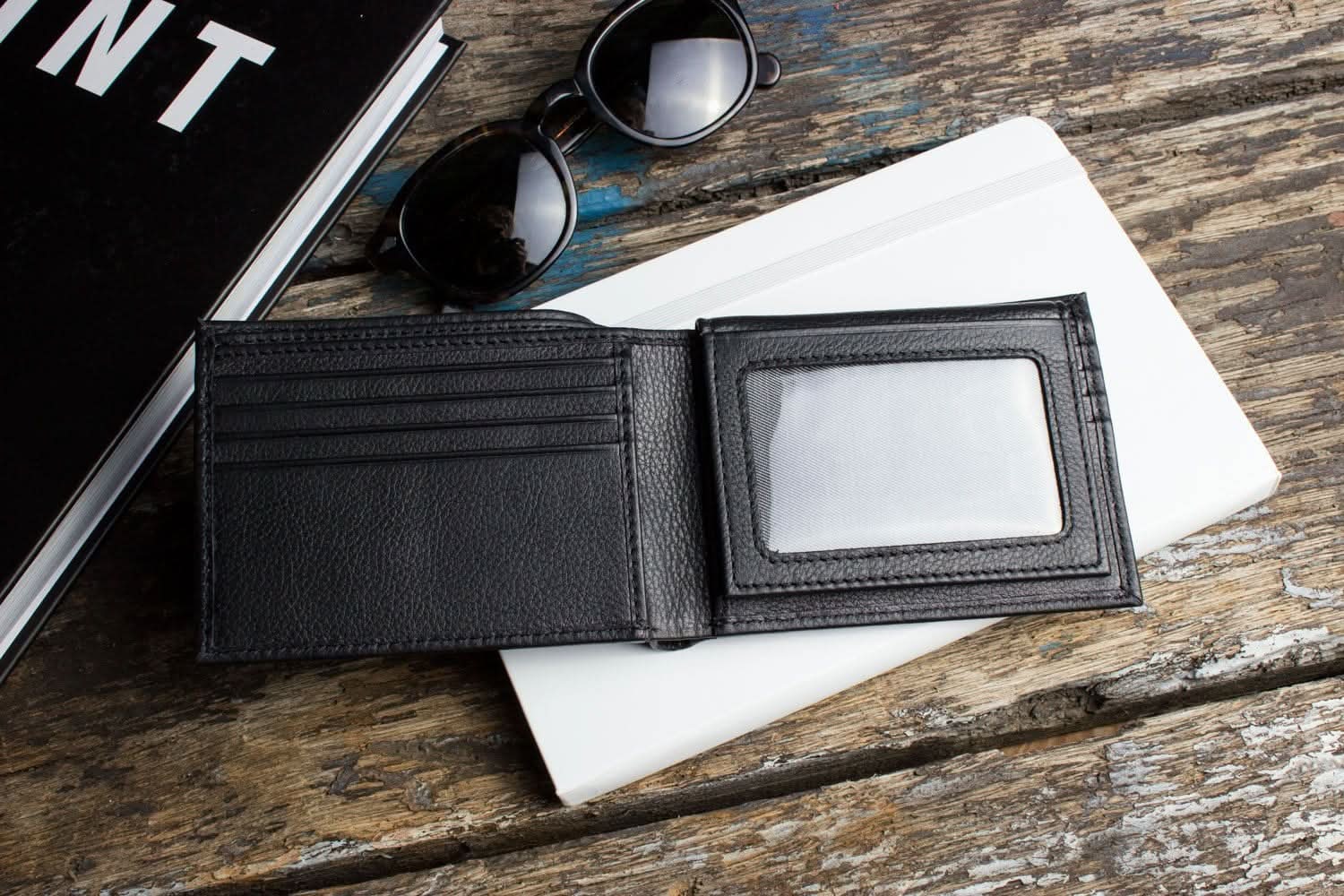 Cowhide Bifold Wallet with ID Window - Zhoras333 US