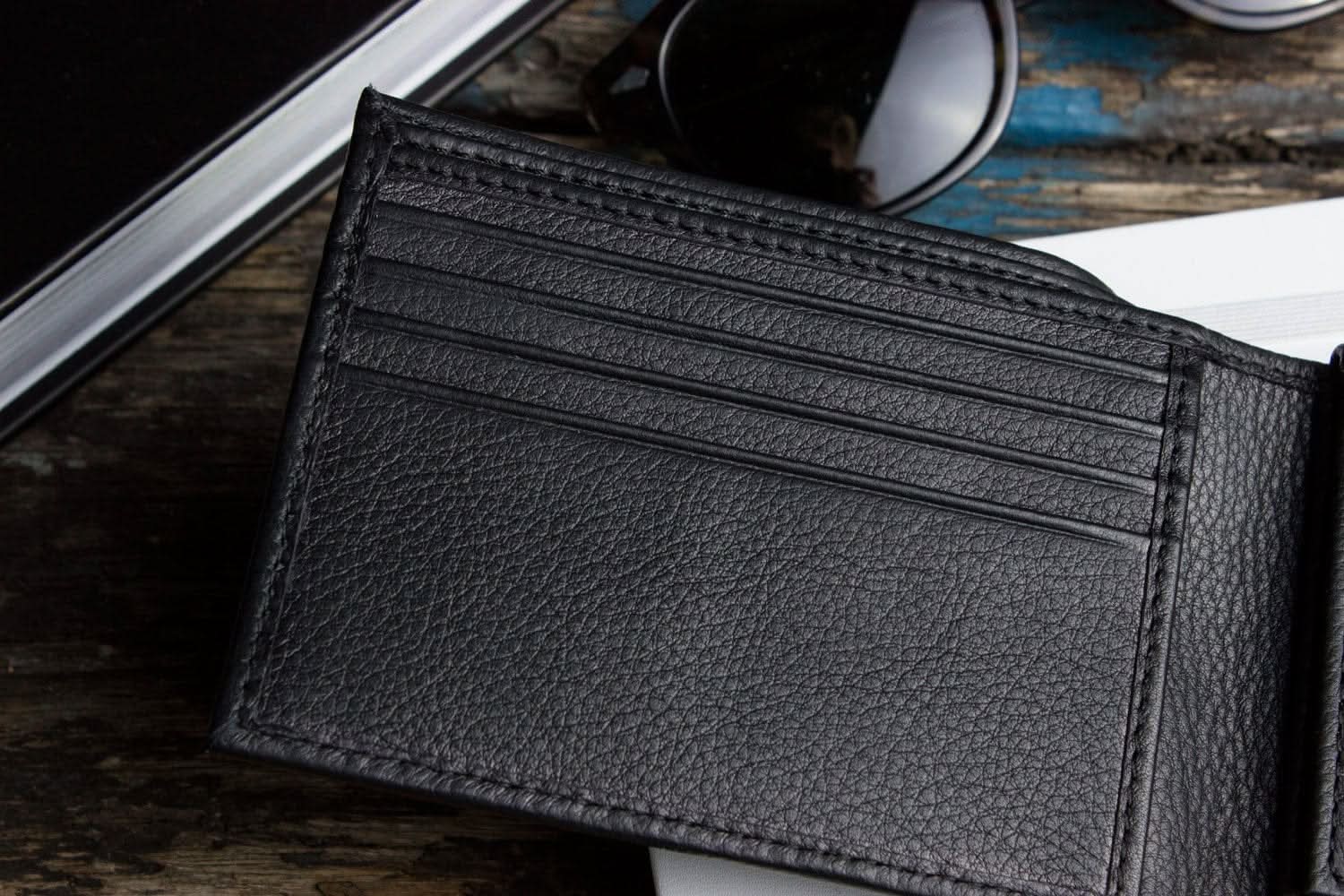 Cowhide Bifold Wallet with ID Window - Zhoras333 US