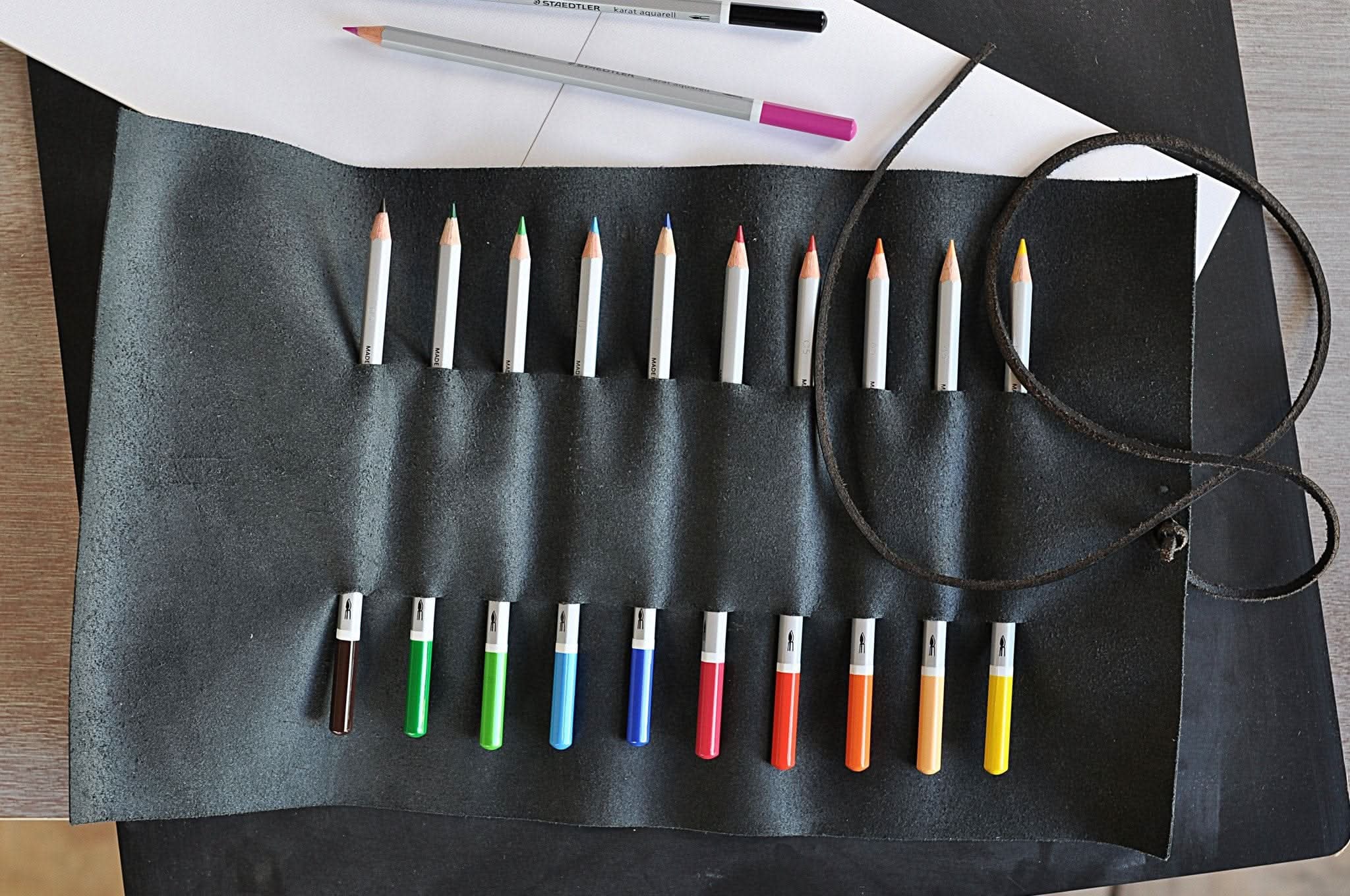 Handcrafted Leather Pencil Roll Organizer - Zhoras333 US
