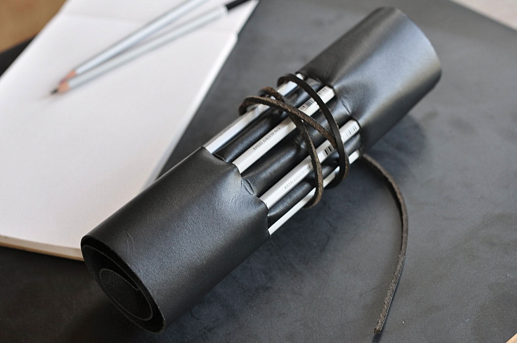 Handcrafted Leather Pencil Roll Organizer - Zhoras333 US