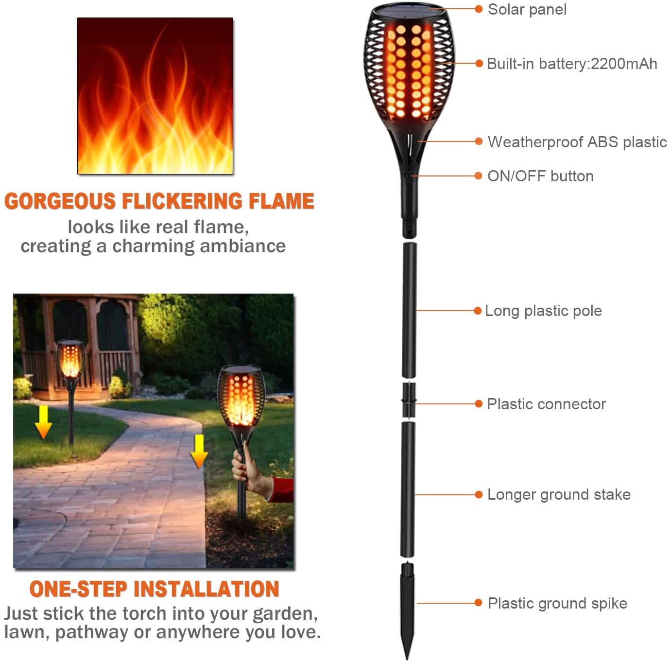 SolarGlow FlickerLite Solar Torch Lights - Zhoras333 US