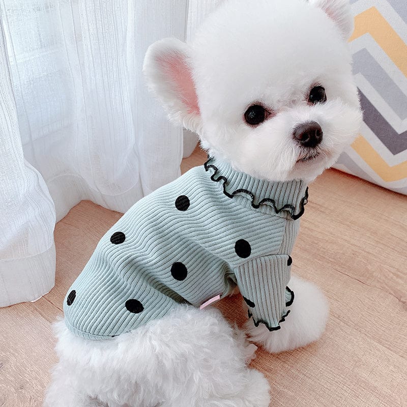 SnuggleDots Ruffle Turtleneck Dog Shirt - Zhoras333 US