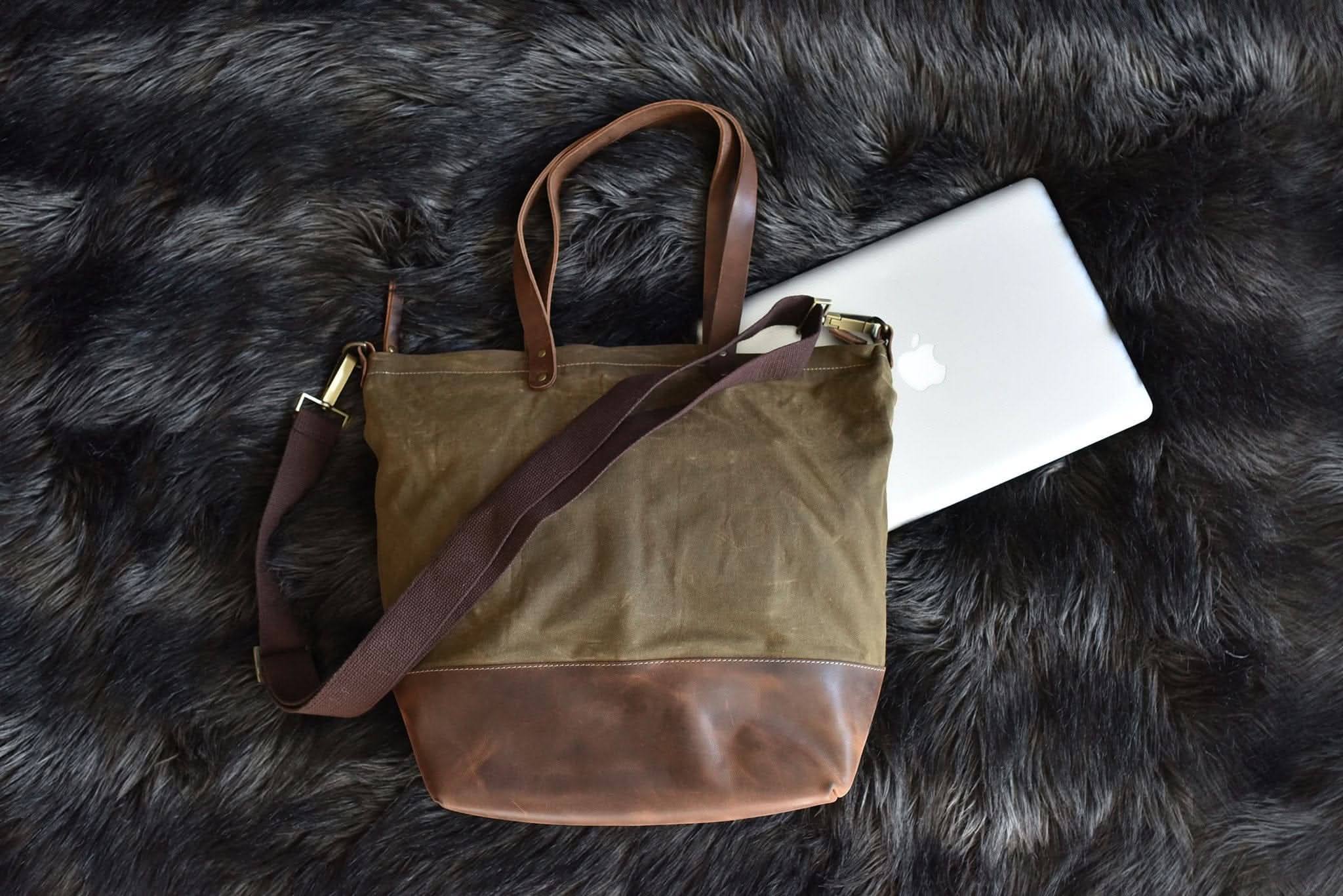 Canvas - Leather City Tote Bag - Zhoras333 US