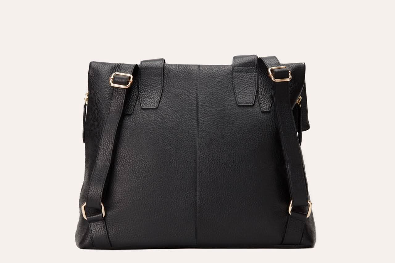 Urban Foldover Leather Backpack Tote - Zhoras333 US