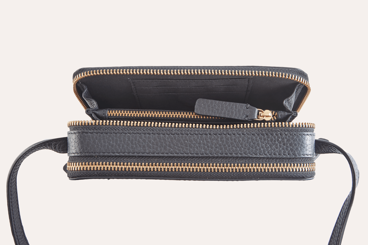 Pebble Double - Zip Crossbody Wallet - Zhoras333 US