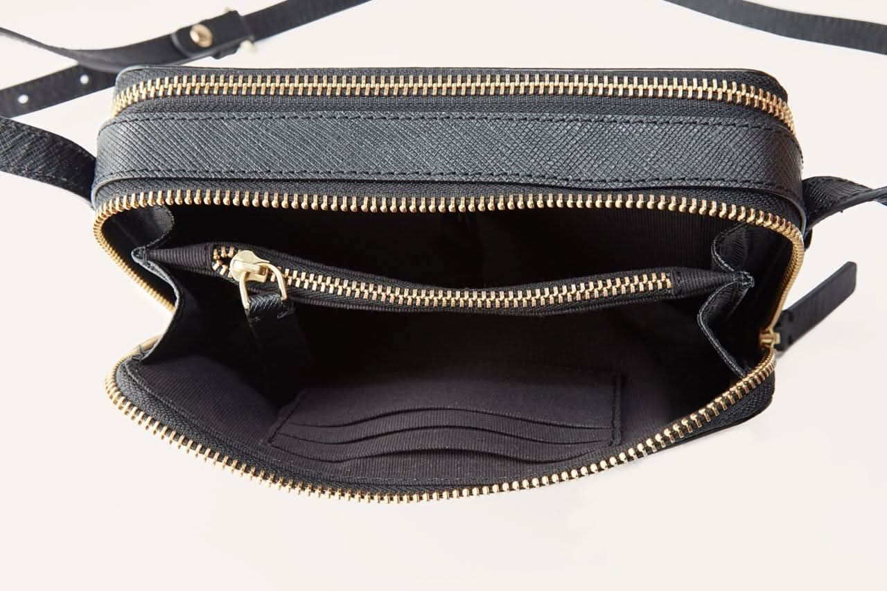 Saffiano Double - Zip Crossbody Wallet - Zhoras333 US