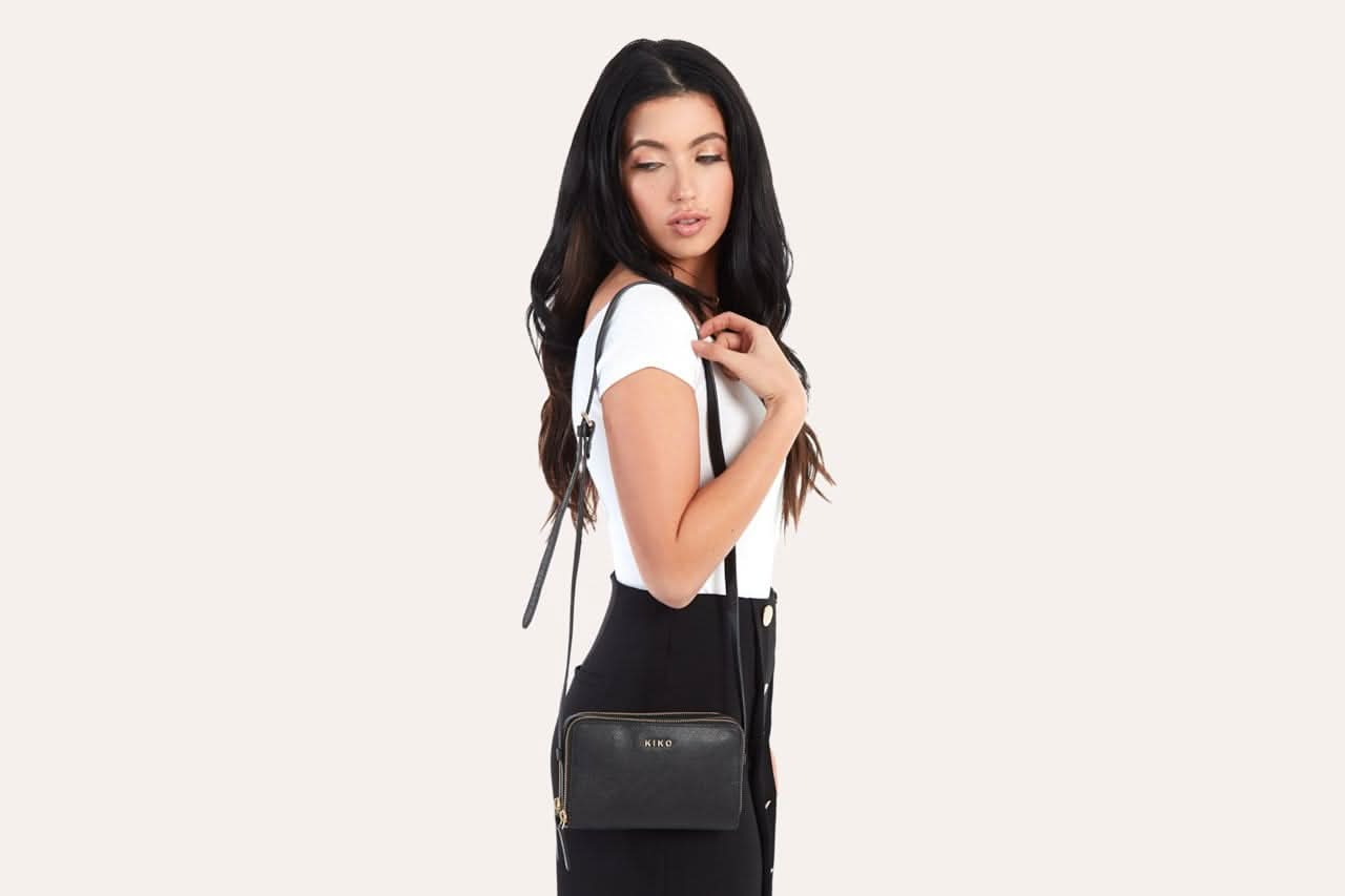 Saffiano Double - Zip Crossbody Wallet - Zhoras333 US