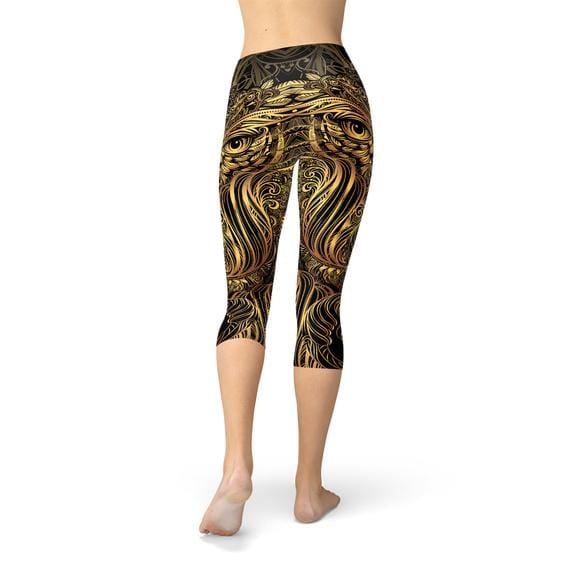 Golden Wisdom Glide Owl Print Capris - Zhoras333 US