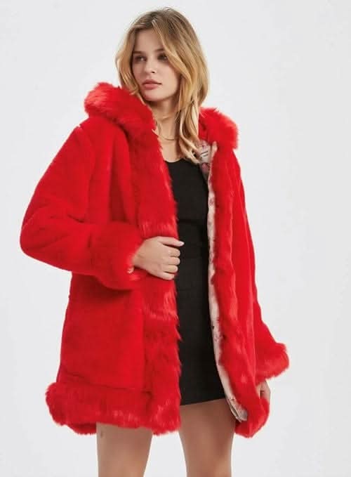VelvetCloud Faux Fur Hooded Coat - Zhoras333 US