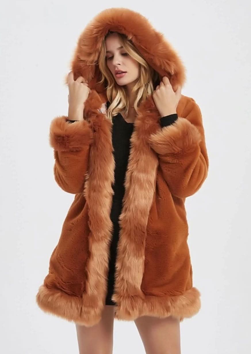 VelvetCloud Faux Fur Hooded Coat - Zhoras333 US