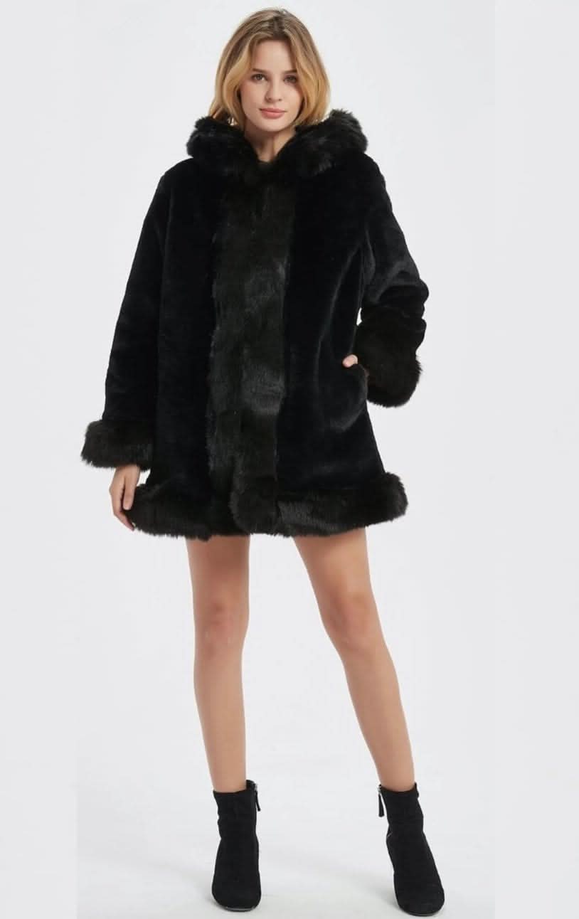 VelvetCloud Faux Fur Hooded Coat - Zhoras333 US